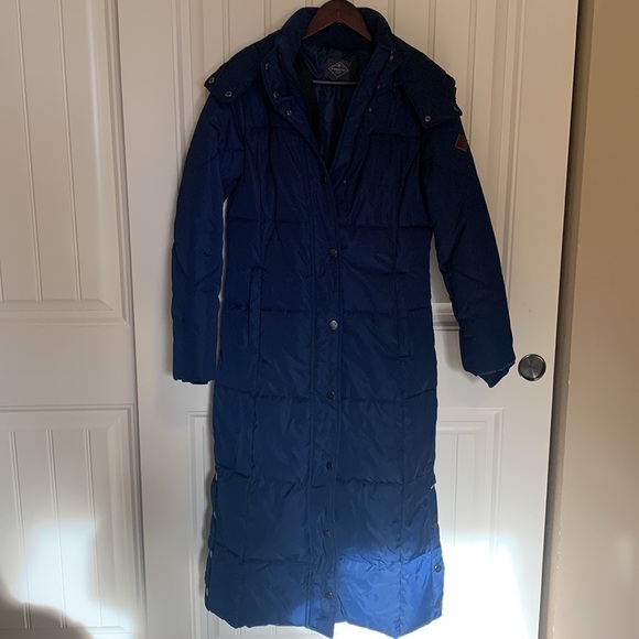 St John’s Bay Blue Long Insulated Puffer Coat Jacket Removable Hood Zip Up Small - Picture 8 of 15